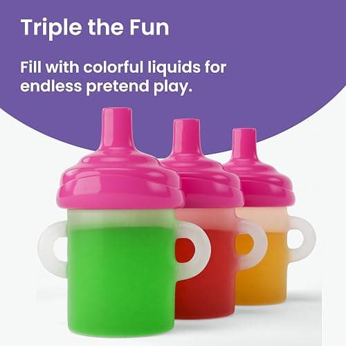Doll Buddies 4 oz Sippy Cup (3 Pack) | Plastic Sippy Cups for Baby Alive Dolls Drinking Accessories thumbnail 7