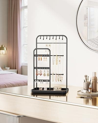 pickpiff Jewelry Holder Stand: Jewelry Display for Necklace, Bracelet, Earring, Ring, Black thumbnail 7