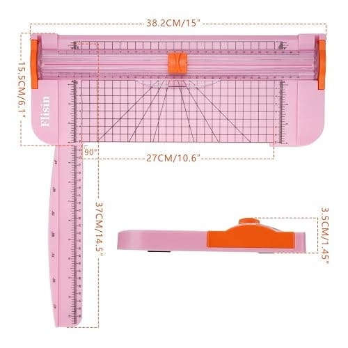 Flisin Paper Cutter,Portable Paper Slicer,12 Inch Paper Trimmer Scrapbooking Tool with Automatic Security Safeguard and Side Ruler for Craft Paper,A4 Paper,Coupon, Label and Cardstock (Pink) thumbnail 2