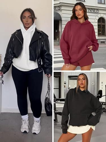 ATHMILE Womens Oversized Hoodies Fleece Sweatshirts Long Sleeve Sweaters Pullover Fall Clothes with Pocket thumbnail 5