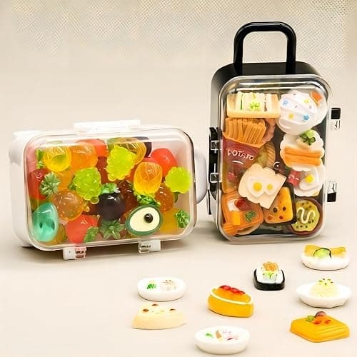 BaaSid 4PCS Mini Plastic Travel Suitcase Candy Box Suit for Doll Wedding Party Decoration,Doll Suitcase, Mini Luggage,suitcase Gift Box thumbnail 4
