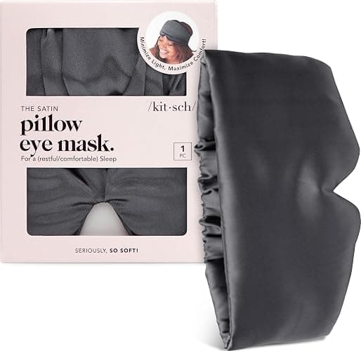 Kitsch Satin Sleep Mask - Eye Masks for Sleep, Softer Than Silk Satin Sleeping Mask Blindfold and Sleep Masks for Women and Men, Eye Care Travel Essentials - Charcoal Black - Image 1