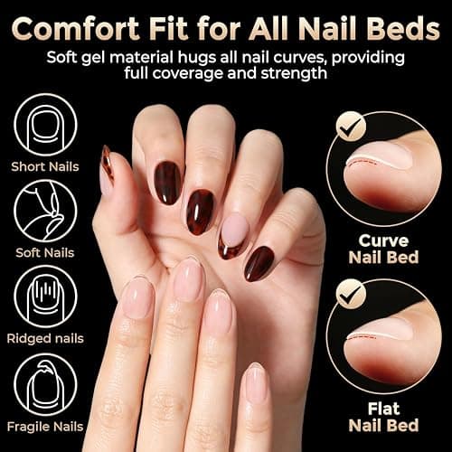 Luckyfairy Extra Short Almond Fake Nails, 504pcs Soft Gel Pre-Shaped Acrylic Nail Tips, Half Matte Full Cover Clear Gelly Press on Flase Nail Tips for Extension Nail Manicure Home DIY 12 Sizes thumbnail 3