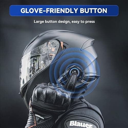 LEXIN G2P Motorcycle Helmet Bluetooth Headset, Group Intercom Communication Systems, FM Radio/ 6 Shells/Universal Pairing/Private Talk/Noise Cancellation, Fit for Snowmobile/ATV, 2 Pack thumbnail 4