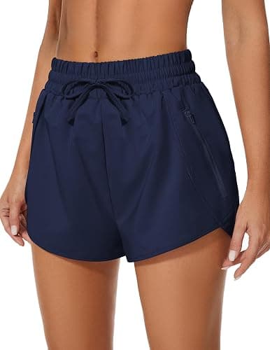 addigi Women's Running Shorts High Waisted Quick Dry Athletic Shorts Sports Workout Gym Track Drawstring Shorts with Pockets - Image 1