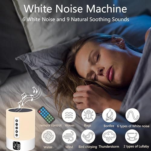 Enceinte Bluetooth Reveil Veilleuse, Lampe de Chevet Tactile avec Machine à Bruit Blanc, Haut-Parleur Bluetooth Veilleuse Enfant Réveil Lumineux Idee Cadeau Ado Fille,Enfant, Femme, Anniversaire, Noel | Réveil Lumineux Enfant et Ado, 15 Sons Apaisants avec Bruit Blanc, Lampe Tactile 48 Couleurs, Cadeau Noel et Anniversaire thumbnail 2