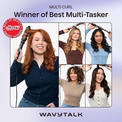 Wavytalk 5 in 1 Curling Wand Set, Multi Curl, Curling Wand Set with Thermal Brush and 4 Interchangeable Ceramic Curling Wand(0.5”-1.25”), Instant Heat Up Wand Curling Iron (Rose Gold) thumbnail 3