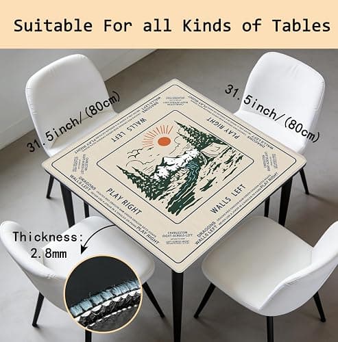 FDHSPAAM Vintage Boho Camping Mahjong Mat 31.5 x 31.5 Inch, Forest Mountain Nature Adventure Camper Non-Slip Noise Reduction Mahjong Table Mat for American Mah Jong Poker Card Board Games Dominoes thumbnail 4