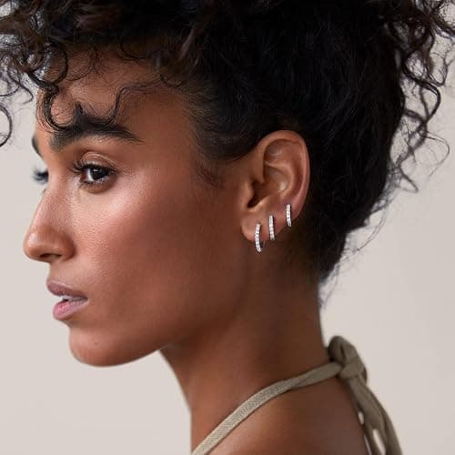PAVOI 18K Gold Plated 925 Sterling Silver Posts 3 Pairs Hoop Earrings Set for Women | Huggie Earring Pack thumbnail 4