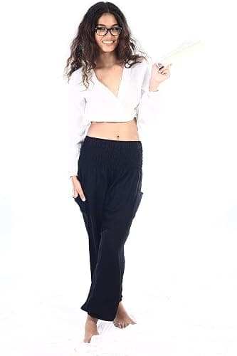 Boho Pants 2-Pocket Flowy High Waist Harem Pants Women for Yoga Travel Hippie Clothes thumbnail 5