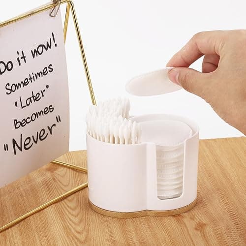 Tbestmax Qtip Dispenser 2-Grid Cotton Ball , Swab, Round Pads Holder for Bathroom Container Organizer, Plastic, White thumbnail 7