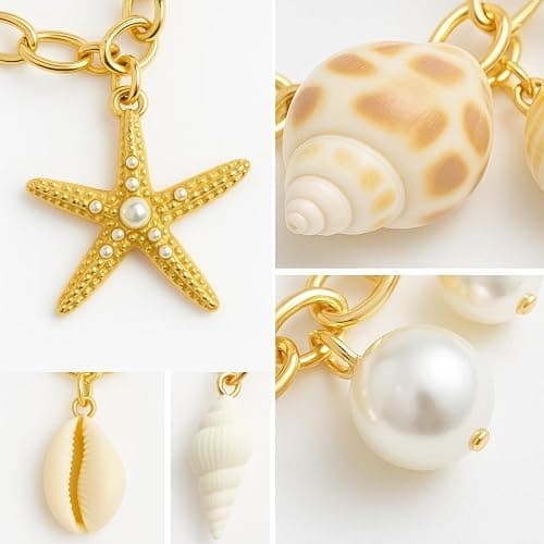 PIERPIER Mermaid Costume Accessories, Women Mermaid Starfish Bracelet – Halloween Costume Accessories for Girls & Women, Ocean Seashell Charm Jewelry for Mermaid Dress Up thumbnail 6