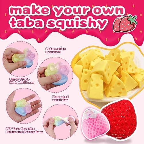 HOOLYUK Taba Squishy Kit, DIY Squishy Making Kit 1:1 AB Liquid Silicone, FuFu Squishy Kit with Mold, Flocking Powder - Stress Relief Entertainment Gifts for Any Occasion thumbnail 4