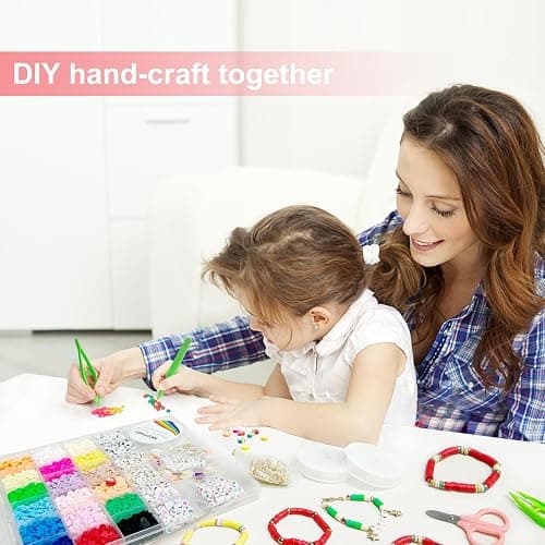 Redtwo 5100 Clay Beads Bracelet Making Kit, Flat Preppy Beads for Friendship Jewelry Making,Polymer Heishi Beads with Charms Gifts for Teen Girls Crafts for Girls Ages 8-12 - 18 Colors thumbnail 5