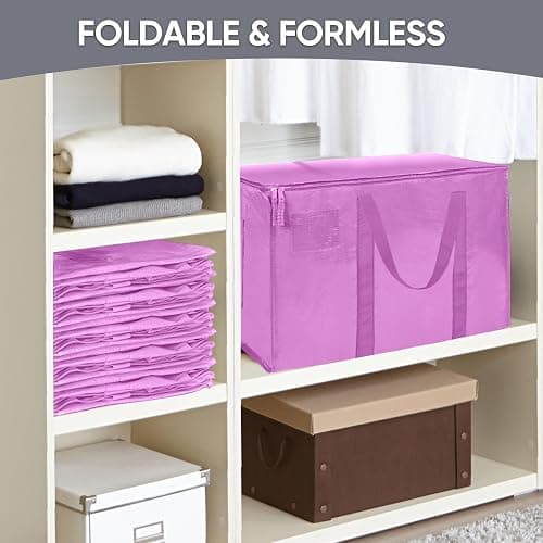 TICONN 6 Pack Extra Large Moving Bags Heavy Duty with Zippers & Carrying Handles, Durable Storage Bags Moving Boxes for Closet Organizers and Storage (6 Pack, Pink) thumbnail 8