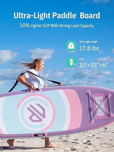 Niphean 10' Inflatable Paddle Board, Ultra-Light SUP for Beginners | Versatile Yoga Paddle Board with Durable SUP Accessories, 400lbs Capacity, Stand Up Paddle Boards for Adults & Youth thumbnail 3