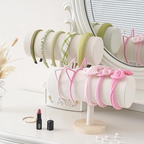 ProCase Headband Holder Stand (1 Pack), Headwear Storage Organizer Display Rack for Hair Accessories Hairband Bow Jewelry for Girls Women -Beige thumbnail 7