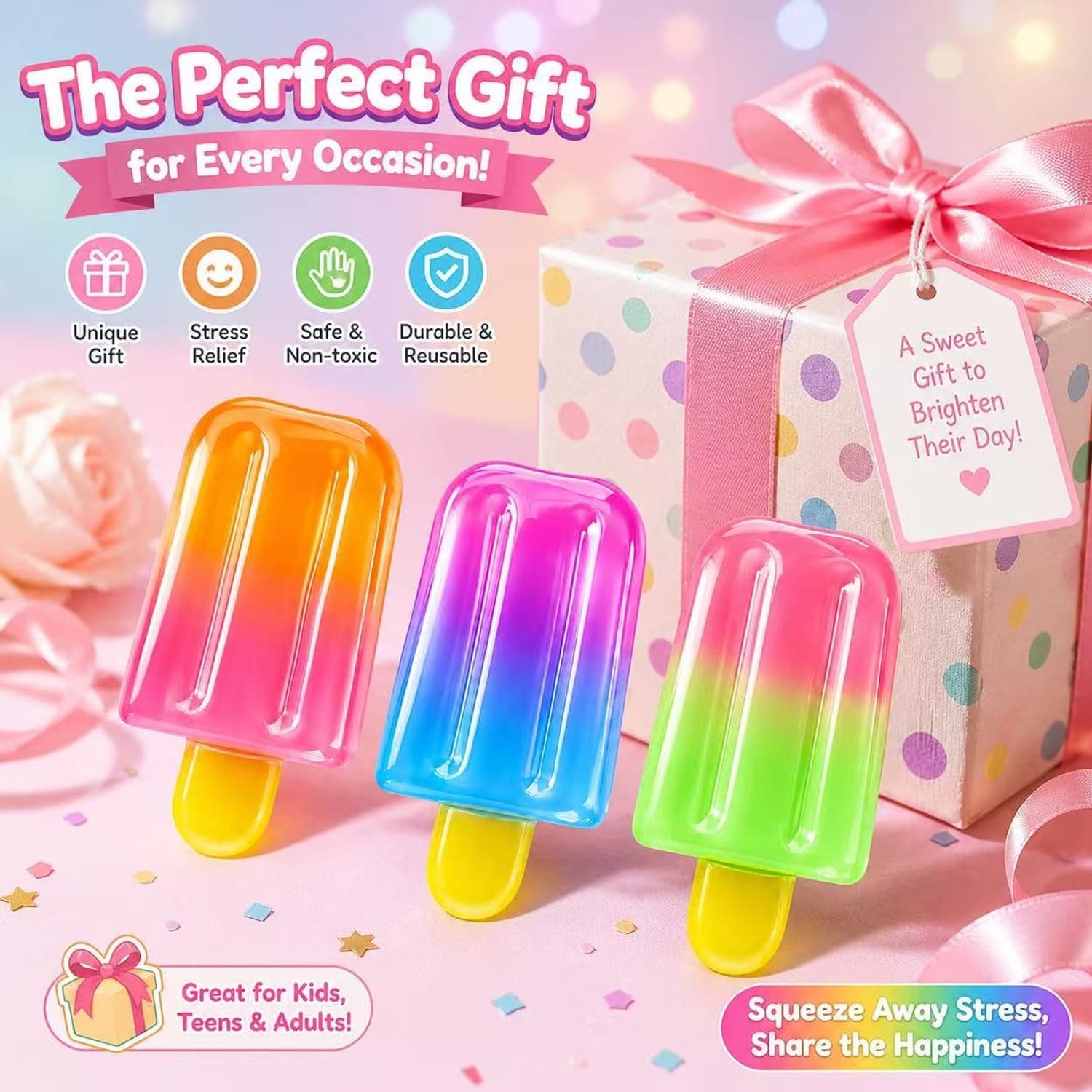 3-Pack Ice Cream Squeeze Squishy, Summer Sensory Stress Relief Squeeze Squishy, Realistic Ice Cream Squishy Toy, Party Favors for Anxiety Relief for Everyone thumbnail 8