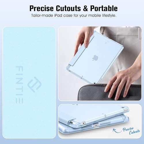 Fintie Hülle für iPad 9. Generation 2021/8. Gen 2020/7. Gen 2019 10.2 Zoll mit Stifthalter, ultradünne leichte Schutzhülle mit transparenter Rückseite und Auto Schlaf/Wach Funktion, Hellblau thumbnail 7