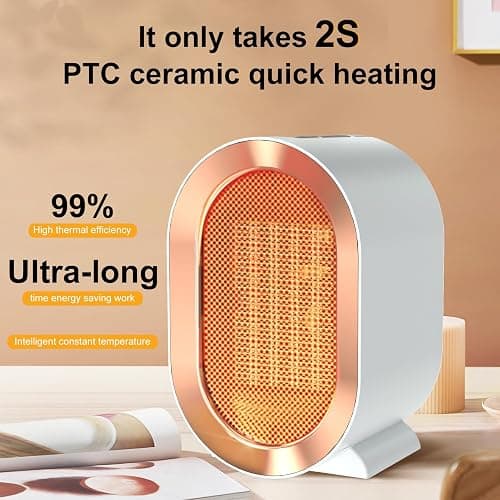 Swocky Indoor Electric Portable Space Heater, 1200W Personal Desk Heater, Fast Quiet Heating Ceramic for Small Room,Bedroom and Office Use (Pink) thumbnail 6
