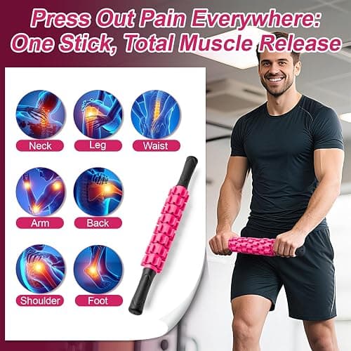 ZanLLW Muscle Roller Stick, Muscle Roller, Liposuction Massage Roller for Lymphatic Drainage, Massager Stick for Relief Muscle Soreness, Trigger Points, Help Exercise Runner Legs, Back Recovery thumbnail 3