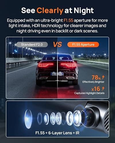 70mai 4K Dash Cam Front and Rear, Built in Wi-Fi 6 & GPS Car Camera, Super Night Vision, ADAS, 3'' IPS Screen, 24H Parking Mode, Time-Lapse, Loop Recording, with 128GB Card (A800SE) thumbnail 3