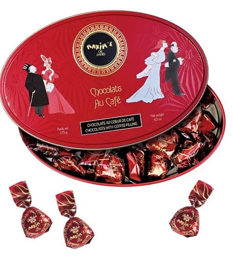 Maxim's De Paris - Chocolate Covered Coffee Candy in Collectible Tin, Individually Wrapped, 6.2oz - Image 1