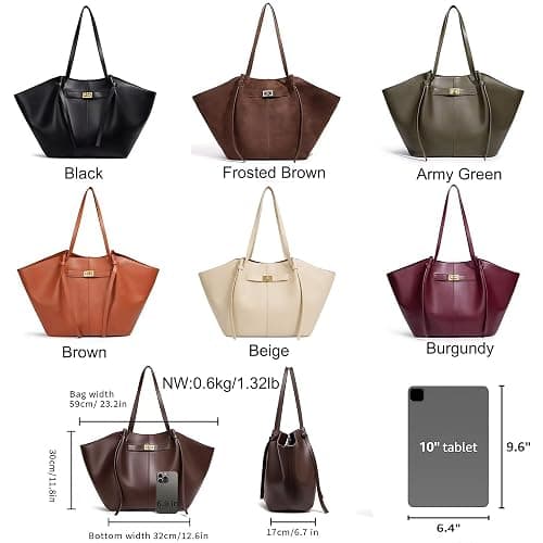 Large Tote Bag, Hobo Handbag Underarm Shoulder Purse | Foldable Vegan PU Leather, Large Capacity, Adjust the straps with chic knots, for Women Daily, Shopping, Dating and Gift thumbnail 2