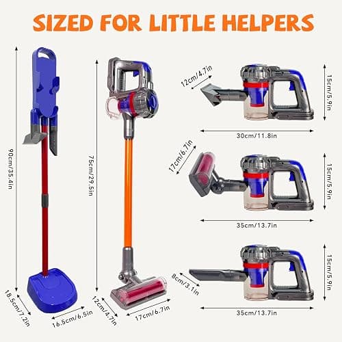 BAYMI Kids Vacuum Cleaner that Really Works - 3-in-1 Toddler Working Vacuum Toy with Real Suction, Montessori Pretend Cleaning Toy Set for Boys & Girls Ages 3+ (Purple) thumbnail 2