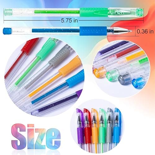 Aen Art Glitter Gel Pens for Adult Coloring Books, 36 Colors Gel Marker Set Colored Pen with 40% More Ink for Kids Drawing, Doodling, Crafts and Taking Note thumbnail 3