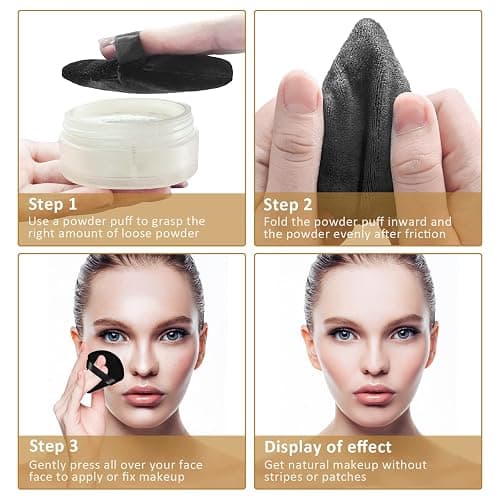 2PCS Powder Puff Face Triangle, DUAIU Velvet Powder Puffs for Pressed Powder Reusable Makeup Puff Puffy Makeup Sponge with Strap for Loose Powder Body Foundation Wet Dry Dual-Use Tool thumbnail 6
