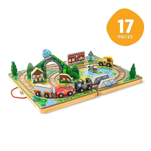 Melissa & Doug Take-Along Railroad Tabletop Playset with Wooden Train Toys, Animals & Scenery Play Pieces, Preschool Learning Toys for Girls & Boys 3+ - FSC Certified thumbnail 6