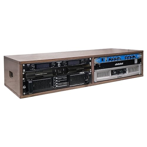 Sound Town DIY 2 x 4U Studio Rack with Baltic Birch Plywood, Weathered Brown for Recording Room, Home Studio (SDRK-D4B) - 2 x 4U, Weathered Brown - Image 1