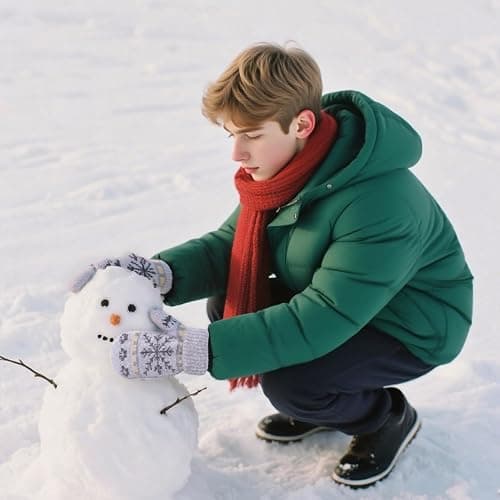 Winter Warm Mittens for Women Men - Soft-Double Layer-Snowflake Cold Weather Stretch Thick Lining Knitted Gloves thumbnail 7