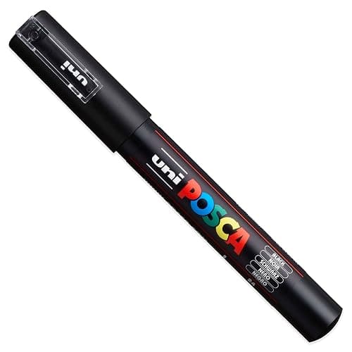 Posca - Ultra Fine to Fine Paint Marker Pens Set - PC-1MR, PC-1M, PC-3M - Black Ink - Pack of 3 thumbnail 4