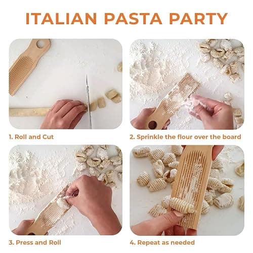 KneadEat Unique Curved Gnocchi Board Paddle, Unique Curved Design for Handmaking Italian Gnocchi Pasta. Perfect Ridges that Form the Grooves on the Gnocchi. Easy to Use and Clean. Italian taste party. thumbnail 7