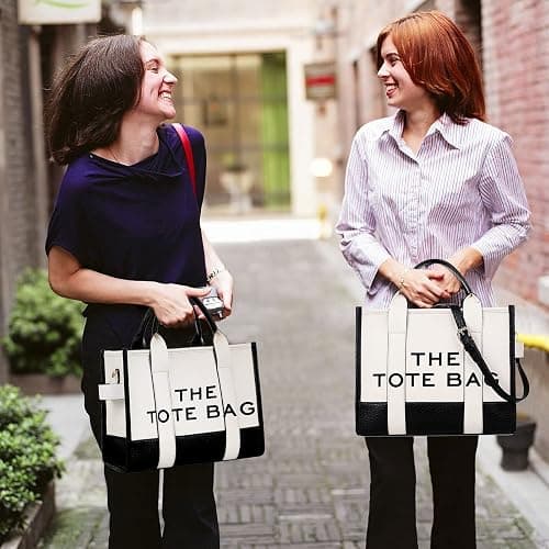 Tote Bags for Women - Personalized Canvas Tote Bags with Zipper Mini Top-Handle Crossbody Tote Bag Handbag for Travel Work thumbnail 2