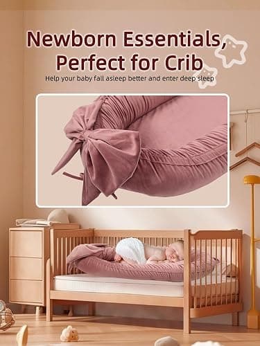 EAQ Baby Nest Pod for Newborn,Baby Sleep Pod Soft Breathable Napping or Traveling for 0-12 Months,Travel & Baby Essentials for newborn (Bean paste pink) thumbnail 7