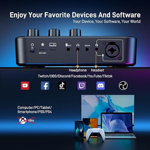 MAONO Gaming Audio Mixer, Audio Interface with Pro-preamp, RGB, Bluetooth, 48V Phantom Power for Live Streaming, Podcasting, Content Create, Gaming MaonoCaster G1 NEO (Not for USB Mic) thumbnail 8