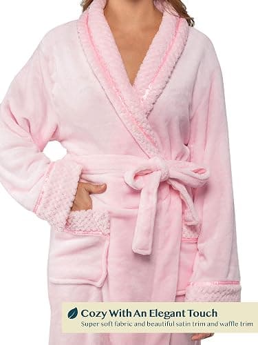 PAVILIA Soft Plush Women Fleece Robe, Cozy Warm Bathrobe, Fuzzy Female Long Spa Robe thumbnail 2