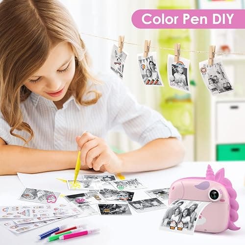HiMont Kids Camera Instant Print, Selfie Digital Camara for Kids with Print Paper & 32G Card, 2.5K Video & Instant Print Camera with Color Pens for DIY, Fun Gift for Girls Boys 3-12 Years Old (Pink) thumbnail 5