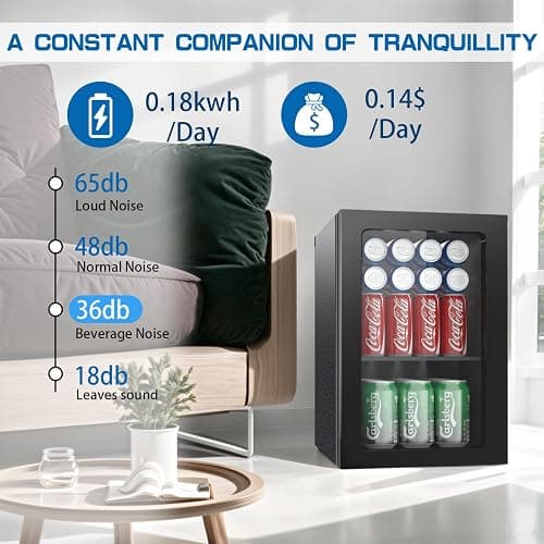 DollarDash Compact 24 Can/0.9 Cu.Ft Mini Fridge For Soda, Drink,Beer Or Wine, Portable Quiet Small Beverage Refrigerator Cooler With Removable Shelves&Manual Temperature Control For Office, Dorm, Bar thumbnail 4