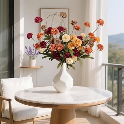 Cherica Fall Flowers Artificial for Decoration 10 Pcs Fake Mums Fall Decorations for Home, Faux Mums Artificial Flowers Autumn Decor Floral Stems, Fake Flowers for Vase Table Decor(No Vase) thumbnail 6