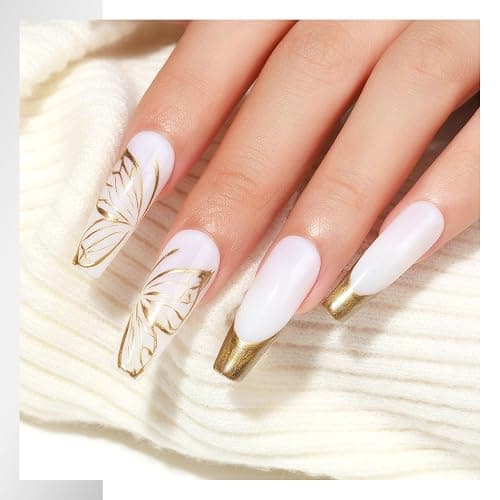 MIZHSE 2PCS Gold and Silver Metallic Gel Liner Nail Art 3D Mirror Gel Paint, Metal Chrome Glossy Painting Drawing Line Swirl, French Nail Design Dotting Soak off Manicure Set Nail Art for Home Salon thumbnail 6