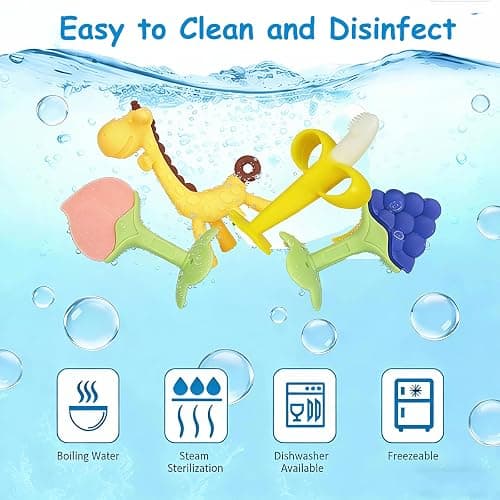 HAILI XMGQ Baby Teething Toys 3-6 Months, Silicone Baby Teether Freezer BPA Free, Babies Teething Relief Sore Gums, Banana Toothbrush, Fruit Shape Giraffe Newborn Teether Gift for Infant Boy and Girl thumbnail 5