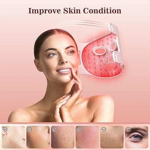INTEO Red Light Therapy for Face, 3 Modes Portable Led Face Mask Light Therapy with Remote, Infrared Light Mask with Timing Function, Led Light Therapy At Home, Pink thumbnail 2