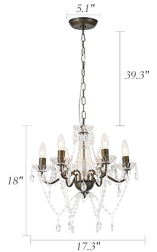 Mr.Color Black and Gold Chandeliers Acrylic Crystal Modern Farmhouse Chandelier Lighting 6 Light Pendant Lighting for Dining Room Living Room Enrtryway thumbnail 5