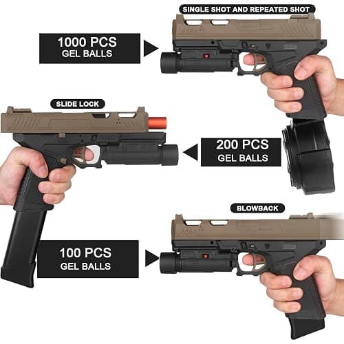 Gel Toys X8,Upgrade Version for X2 Full Auto Gel Toys with Goggles and Drum,for Christmas Easter Outdoor Games, Ages 14 Years Old and up and Adults,Sandy thumbnail 4