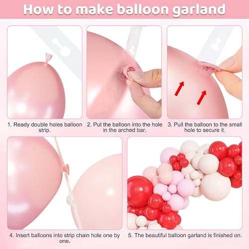 Amandir 153pcs Red and Pink Balloons Arch Garland Kit, Different Sizes 18 12 10 5 inch Strawberry Cherry Pastel Pearl Light Pink Balloon Sweet One Shower Berry First Birthday Summer Party Decorations thumbnail 4