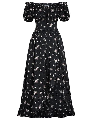 Scarlet Darkness Renaissance Dress Women Cottagecore Corset Dress Ruffle Maxi Dress with Pockets thumbnail 3